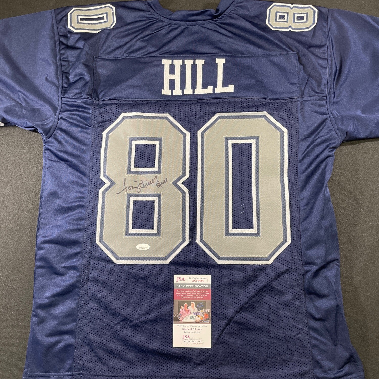 Tony Hill Dallas Cowboys Blue Wearable Autographed Jersey Size L JSA Authenticated