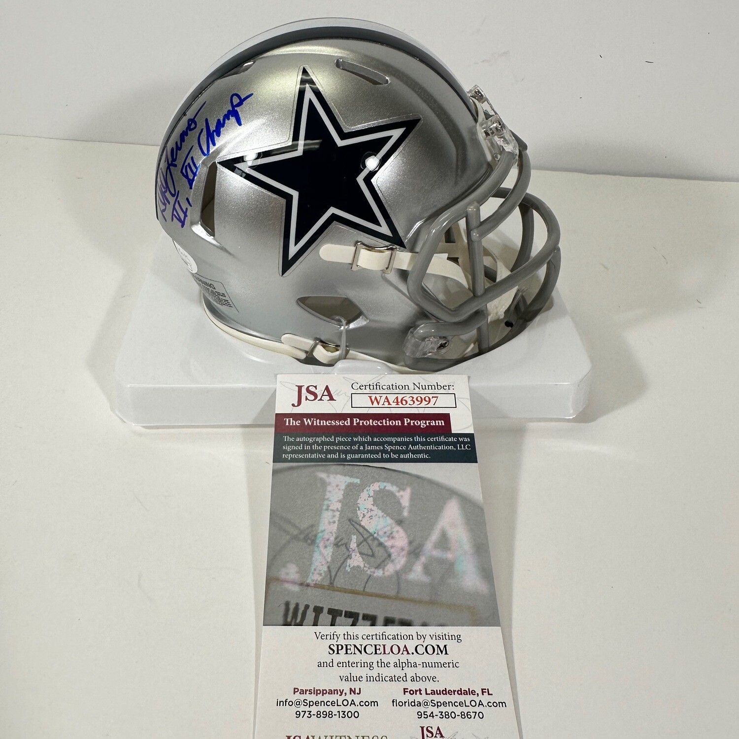 D.D Lewis Dallas Cowboys Autographed Speed Mini Helmet w/Inscriptions JSA Authenticated
