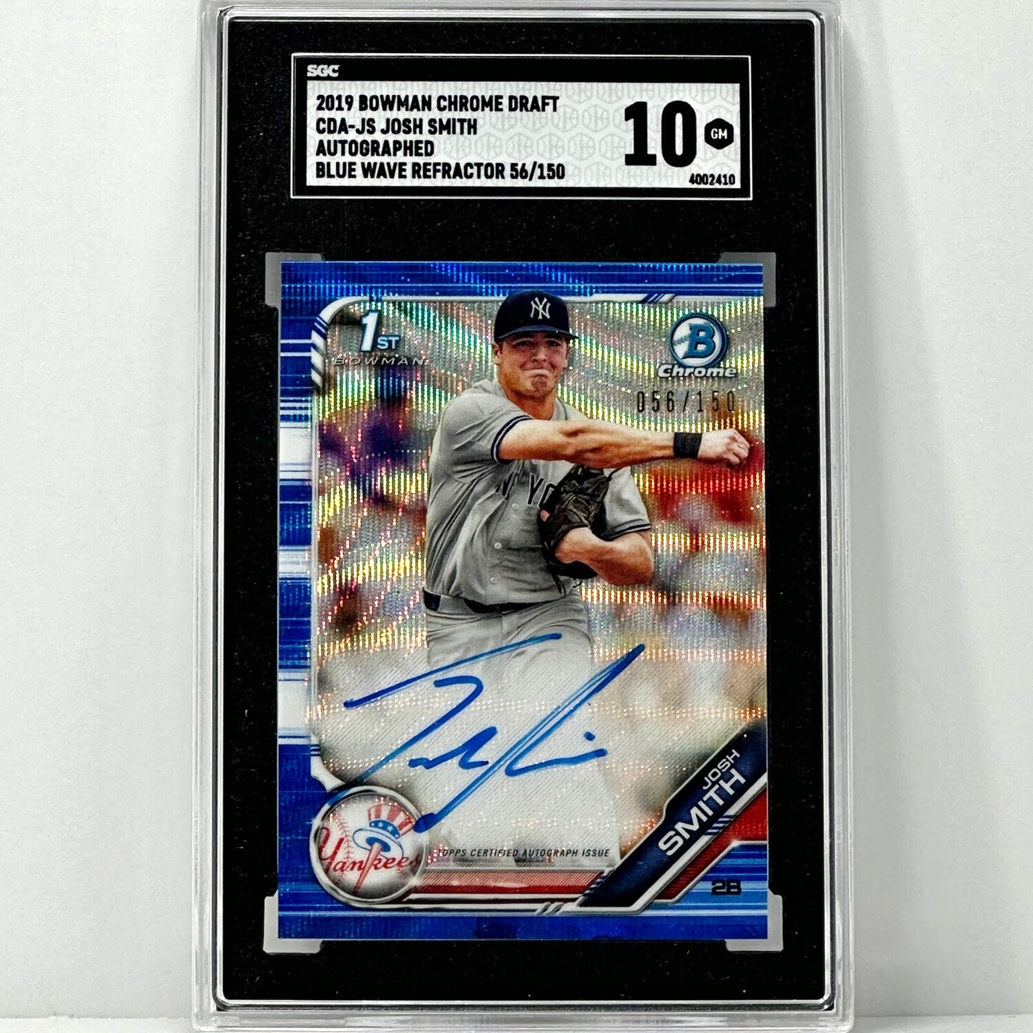 2019 Bowman Chrome Draft Josh Smith Blue Wave Refractor 1st Auto 56/149 SGC 10