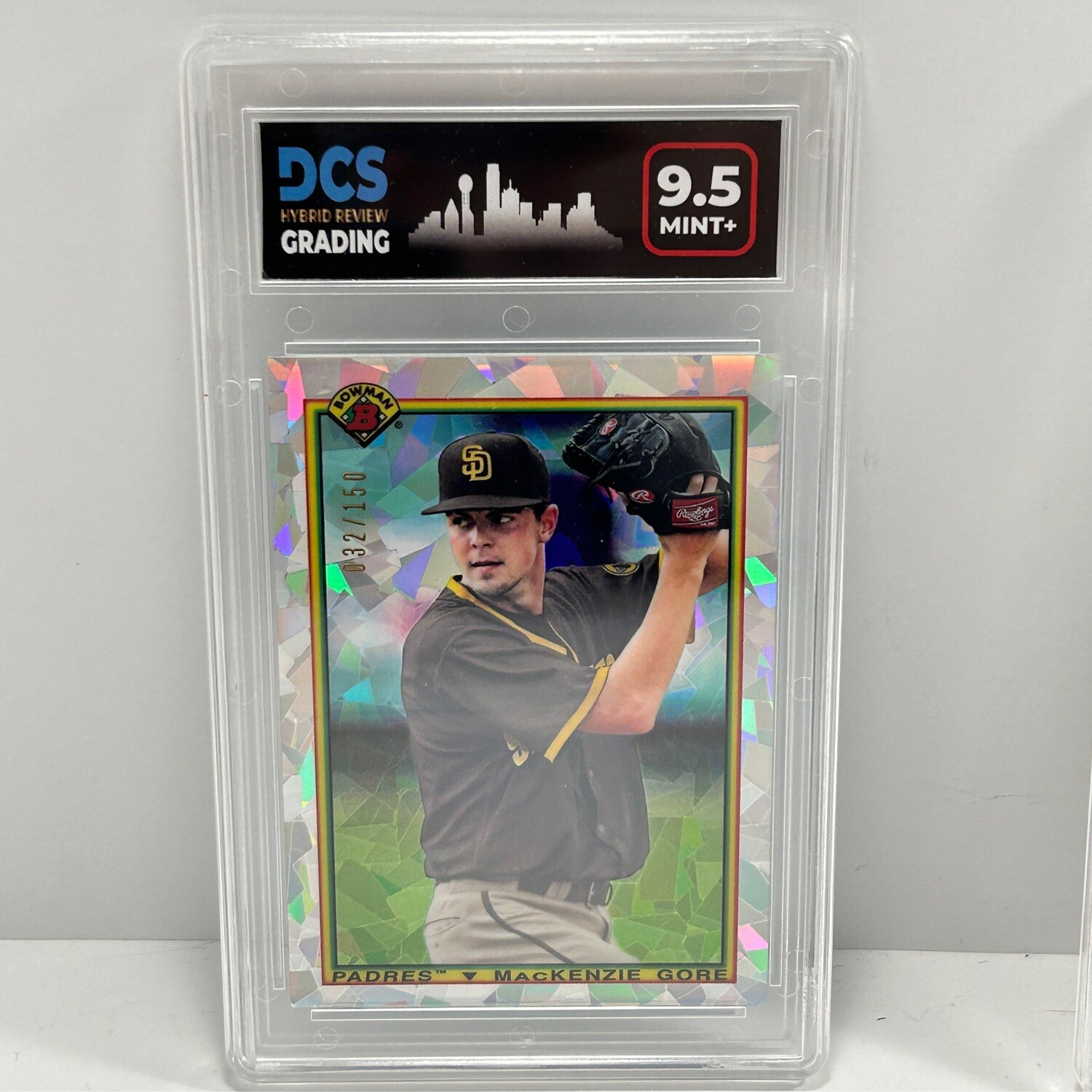 2019 Bowman Chrome MacKenzie Gore 90B-MG Rookie ATOMIC REFRACTOR #d/150  DCS 9.5