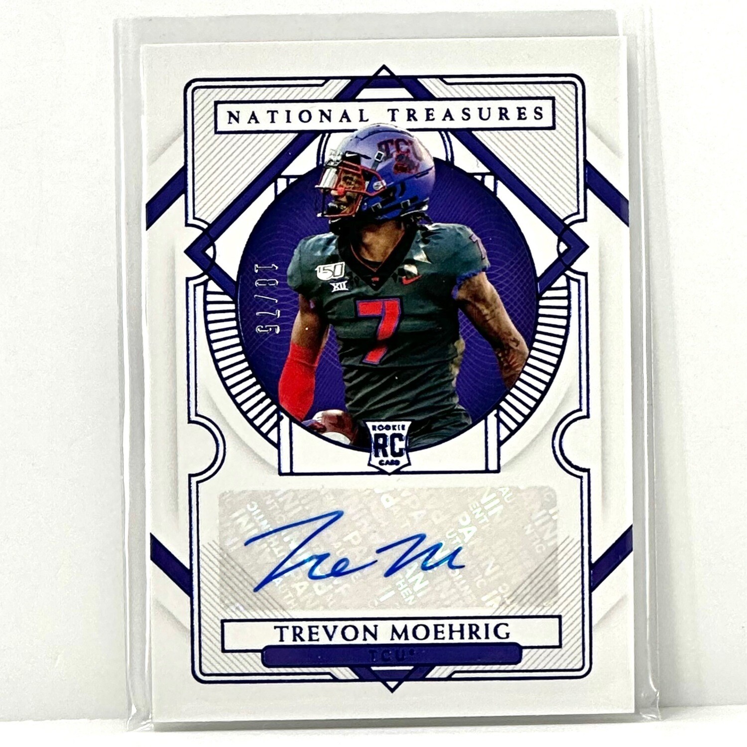 2021 National Treasures Rookie Autograph Trevon Moehrig RC Auto /75 TCU