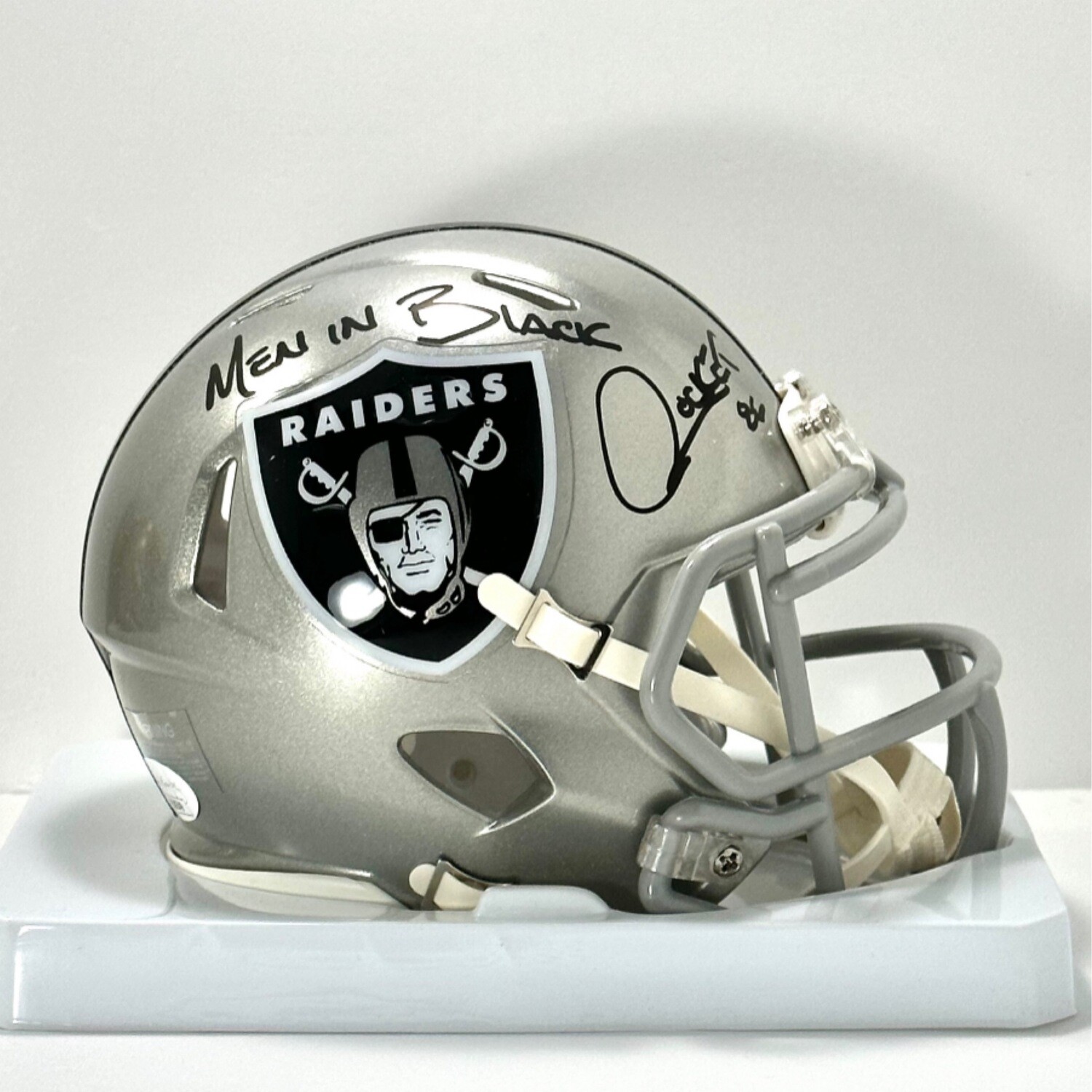 Rocket Ismail Autographed Raiders Mini Helmet Inscrided Men in Black JSA Authenticated