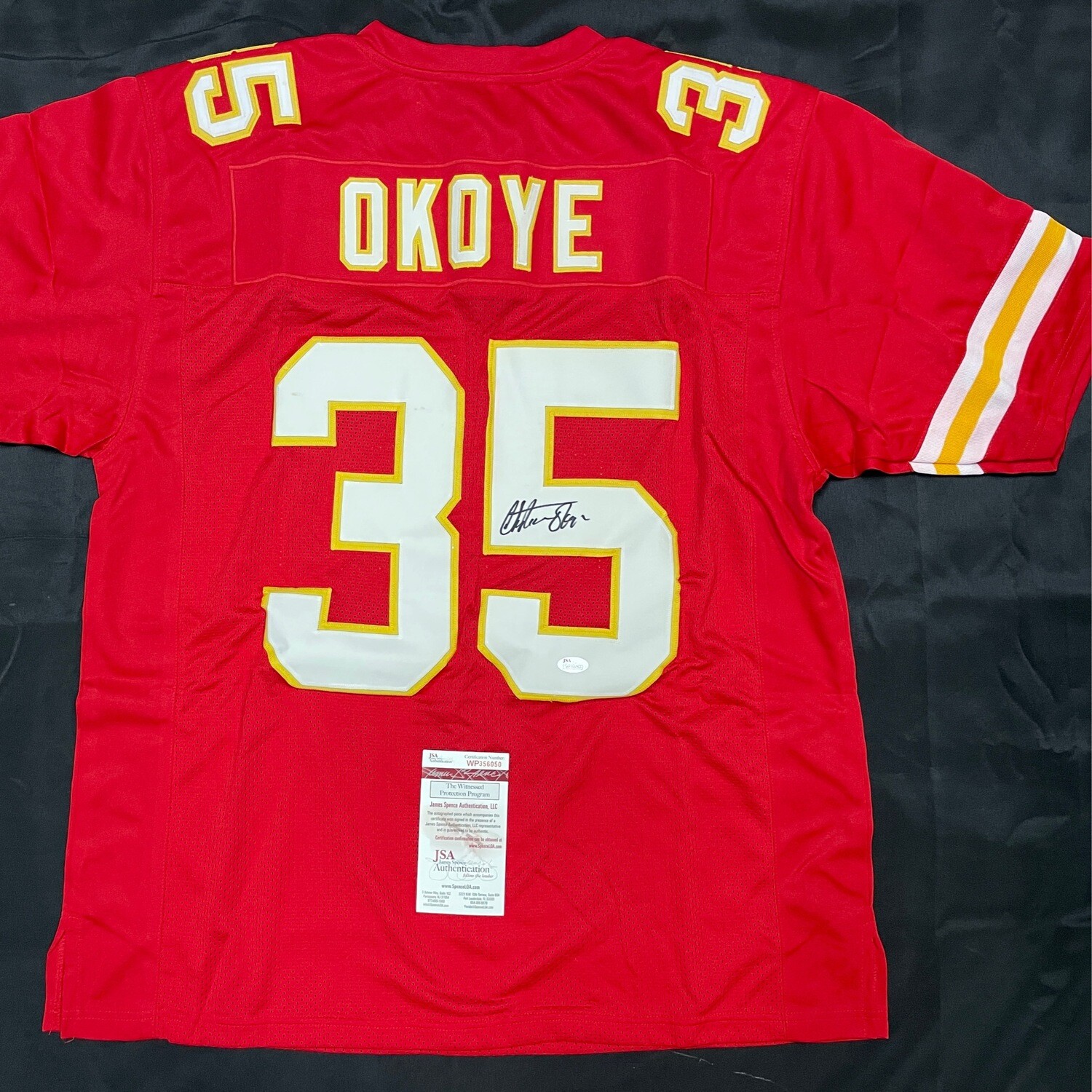 Christian Okoye Red Kansas City Chiefs JSA Authenticated Autographed Jersey