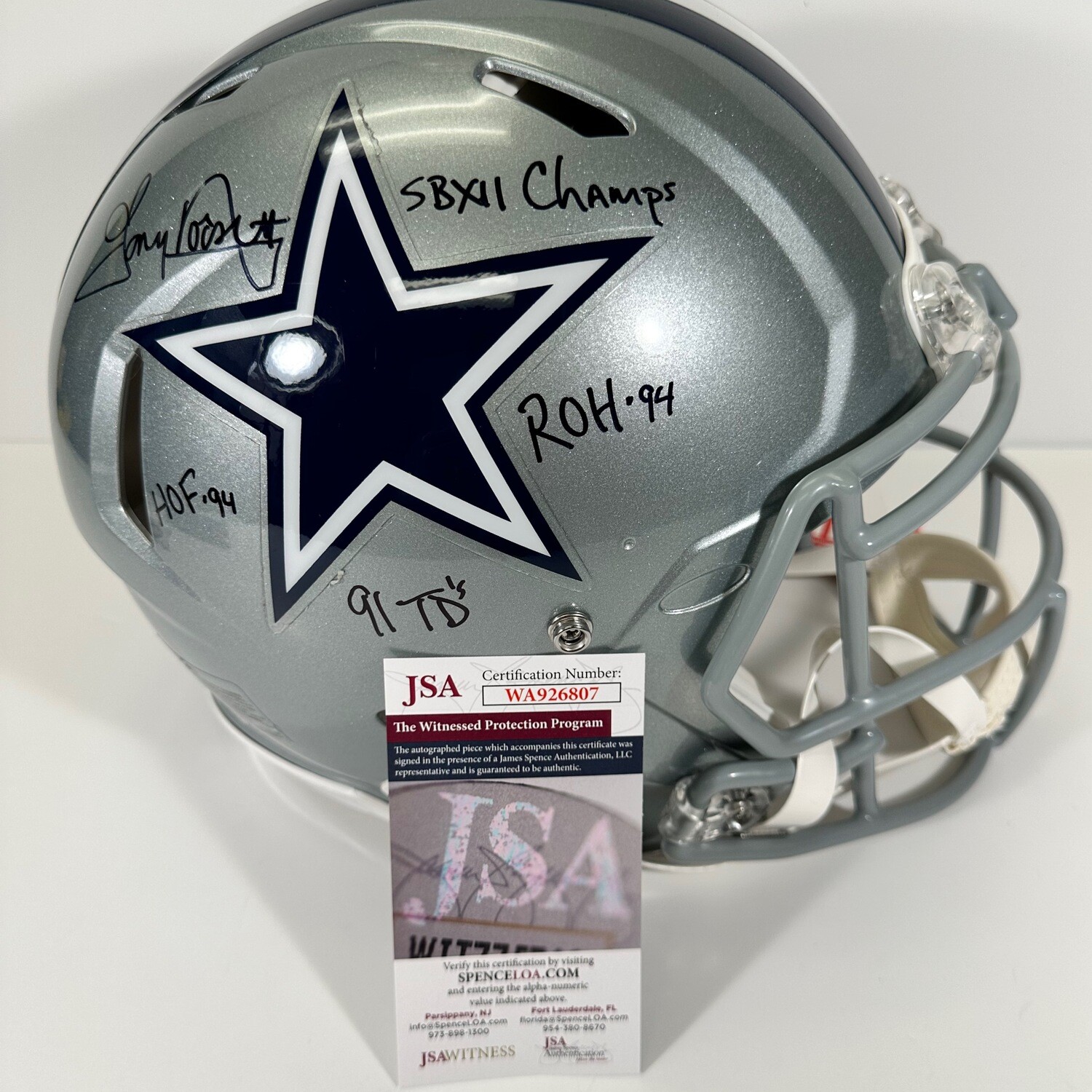 Tony Dorsett Autographed Authentic Full Size Helmet ‘SBXll Champs,HOF 94,91 TD’s and ROH 94 JSA Authenticated