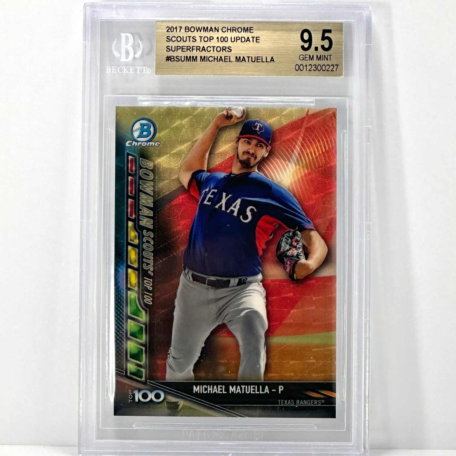2017 Bowman Chrome Scouts Top 100 Update Superfractors Michael Matuella 1/1 BGS 9.5