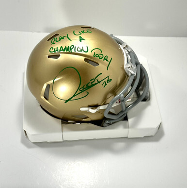 Rocket Ismail Notre Dame Autographed Mini Helmet(Green Ink) JSA Authenticated