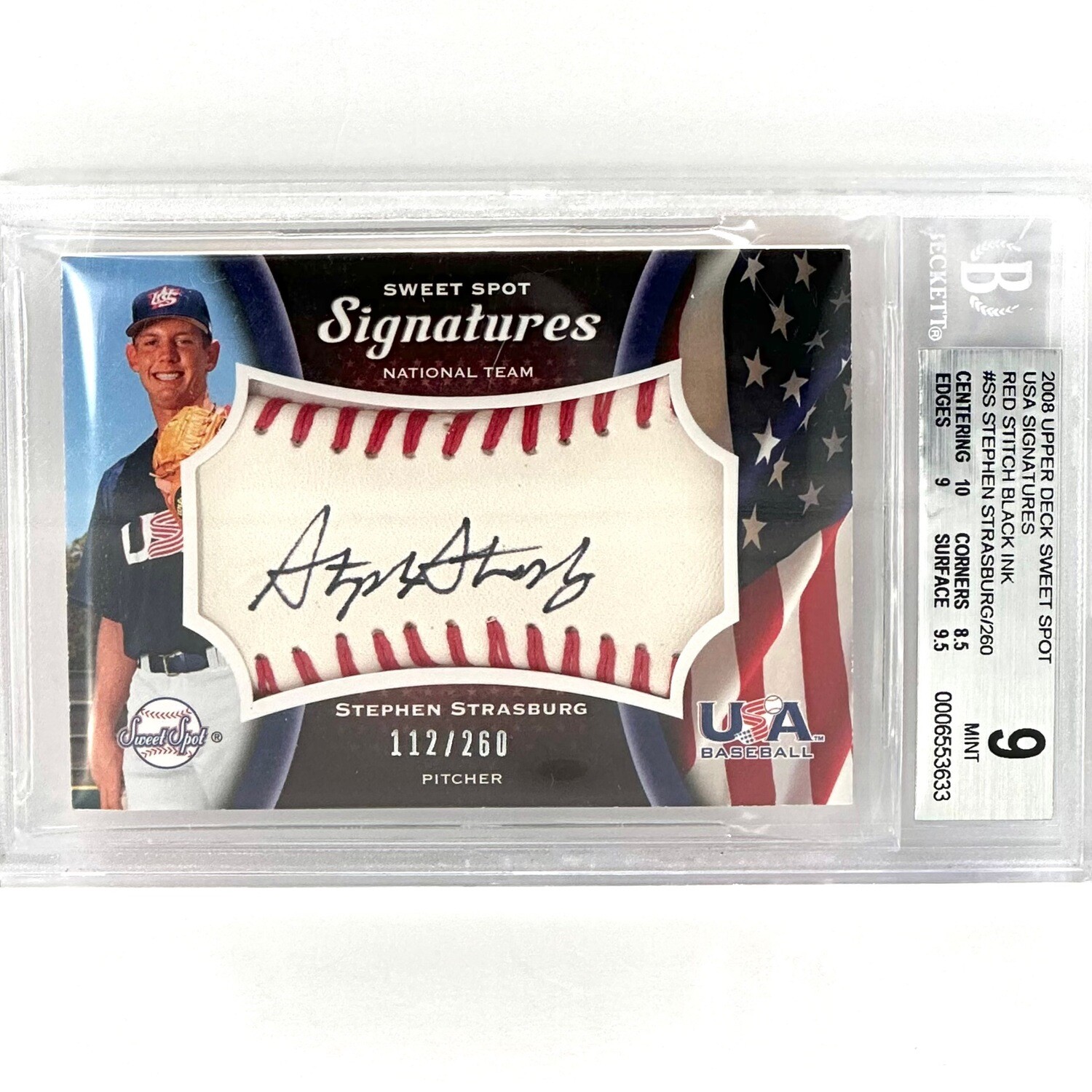 2008 Upper Deck Sweet Spot USA Signatures Stephen Strasburg/260