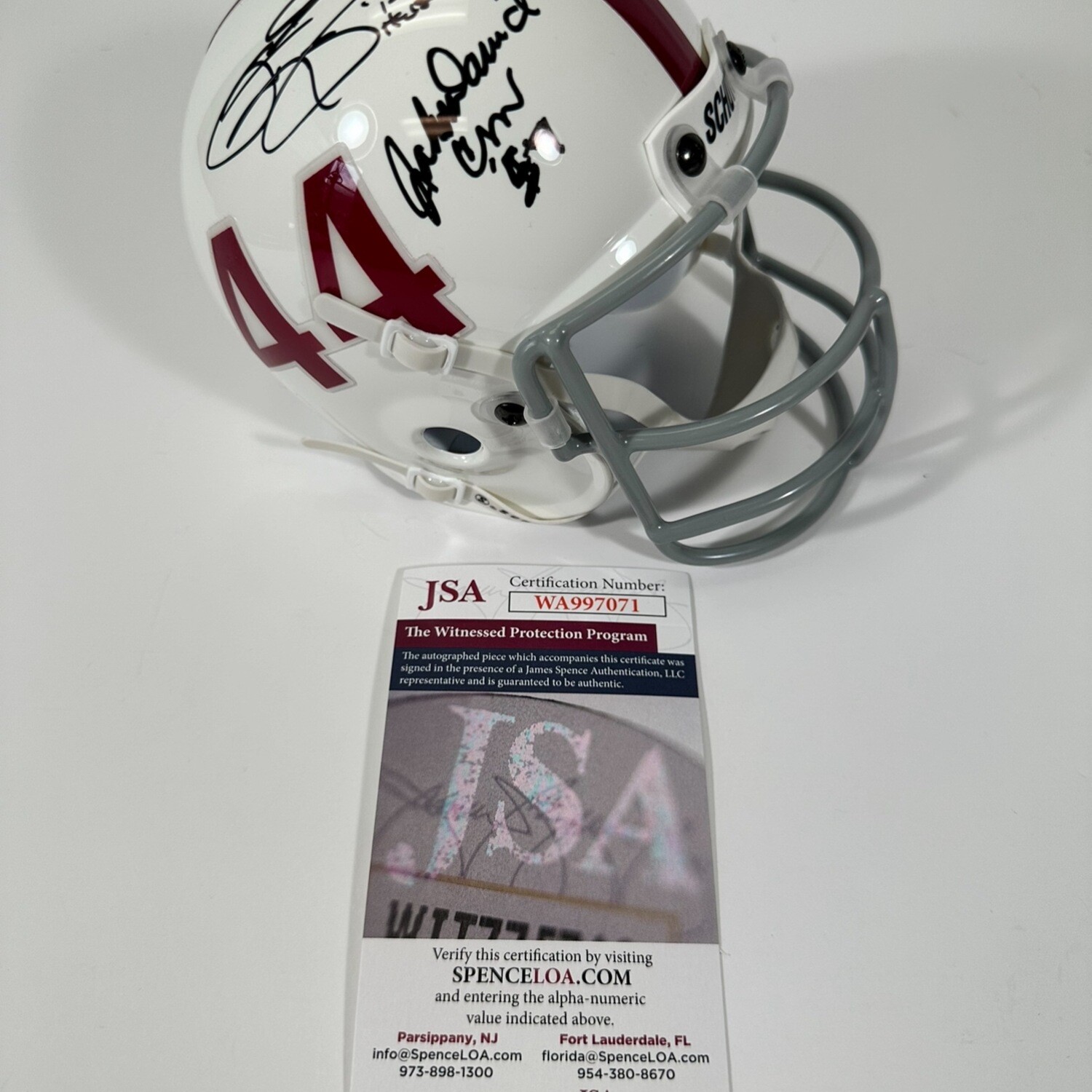 John David Crow & Johnny Manziel signed Texas A&M Authentic Mini Helmet 57 Heisman JSA