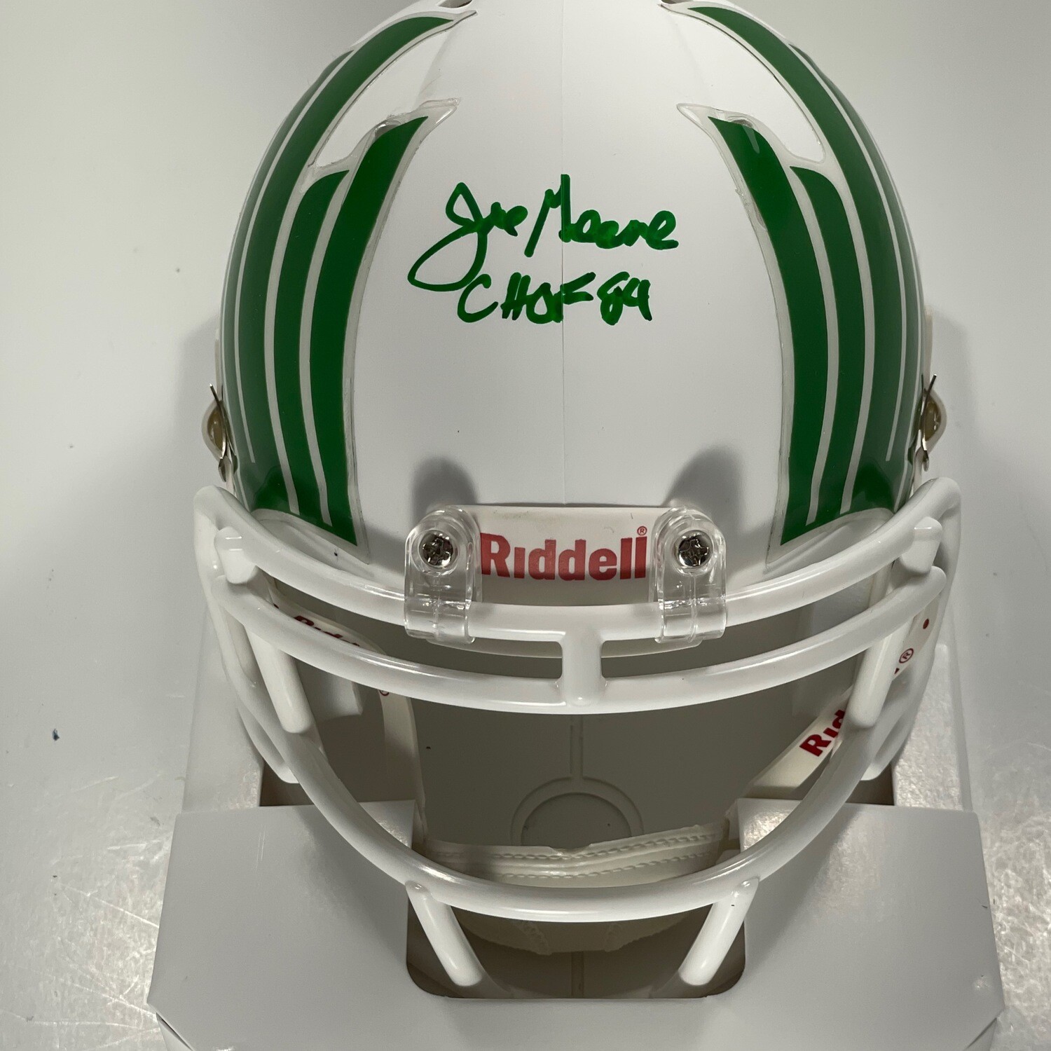Joe Greene Modern White UNT Autographed Mini Helmet JSA Authenticated