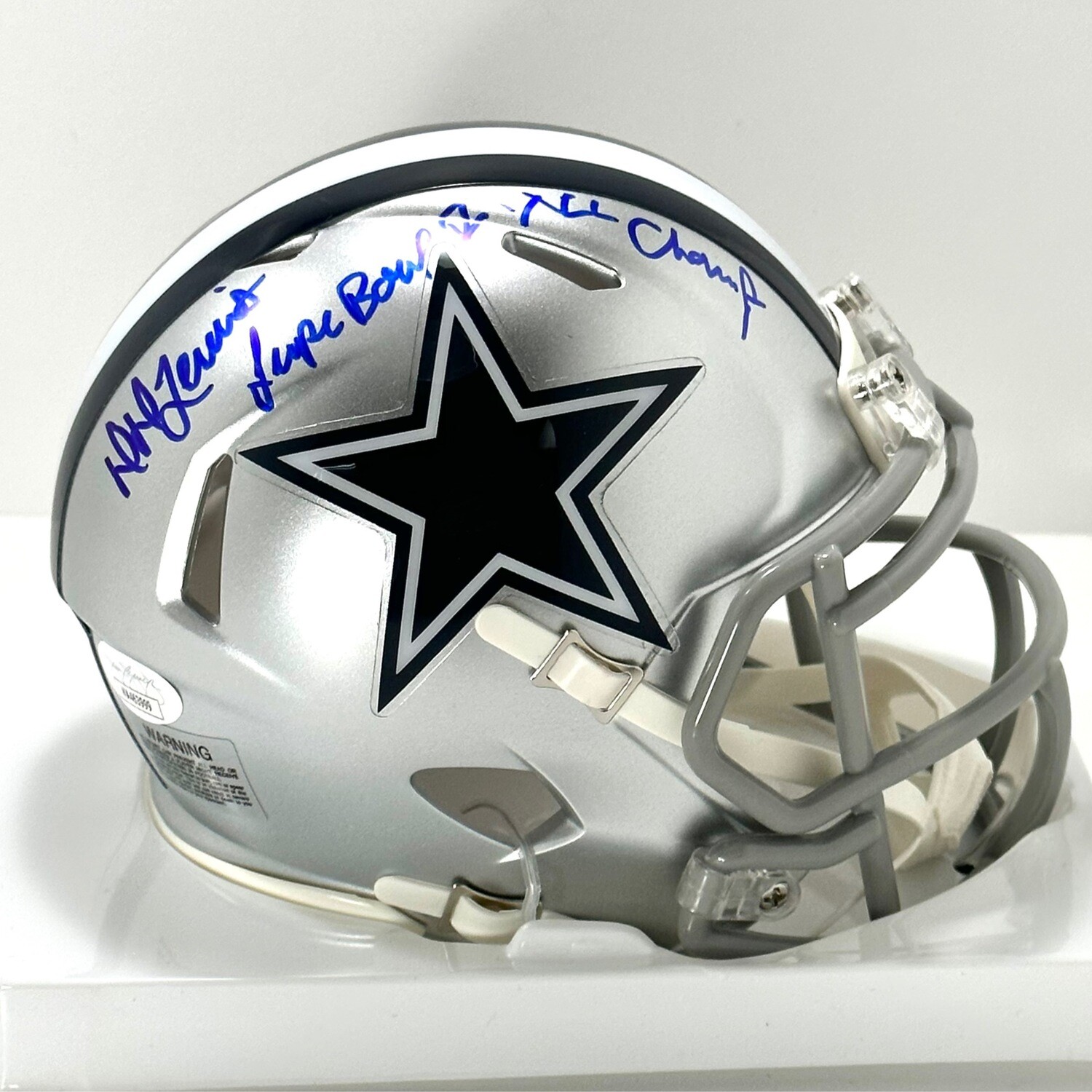 DD Lewis Inscribed”Super Bowl Champs” Autographed Mini Helmet JSA Authenticated