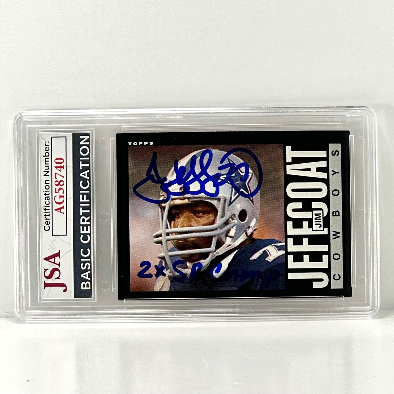 1995 Topps Jim Jeffcoat Autograph “2x Super Bowl Champ” Inscribed JSA Authicated