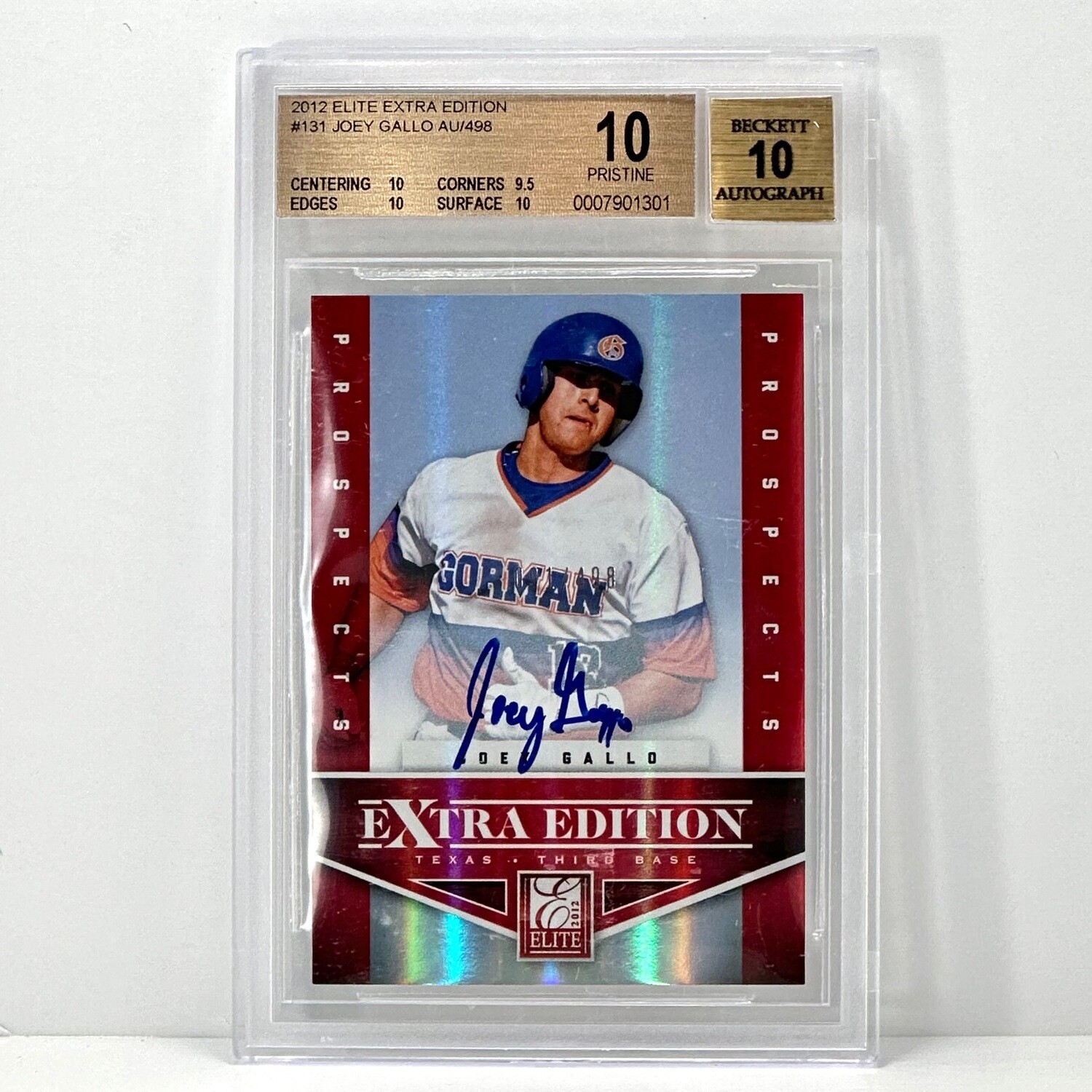 2012 Elite Extra Edition Joey Gallo Autograph (091/498) BGS 10