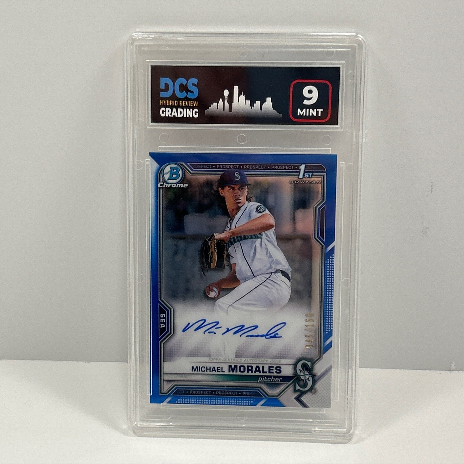 2021 Bowman Chrome Michael Morales Blue Refractor Auto DCS9