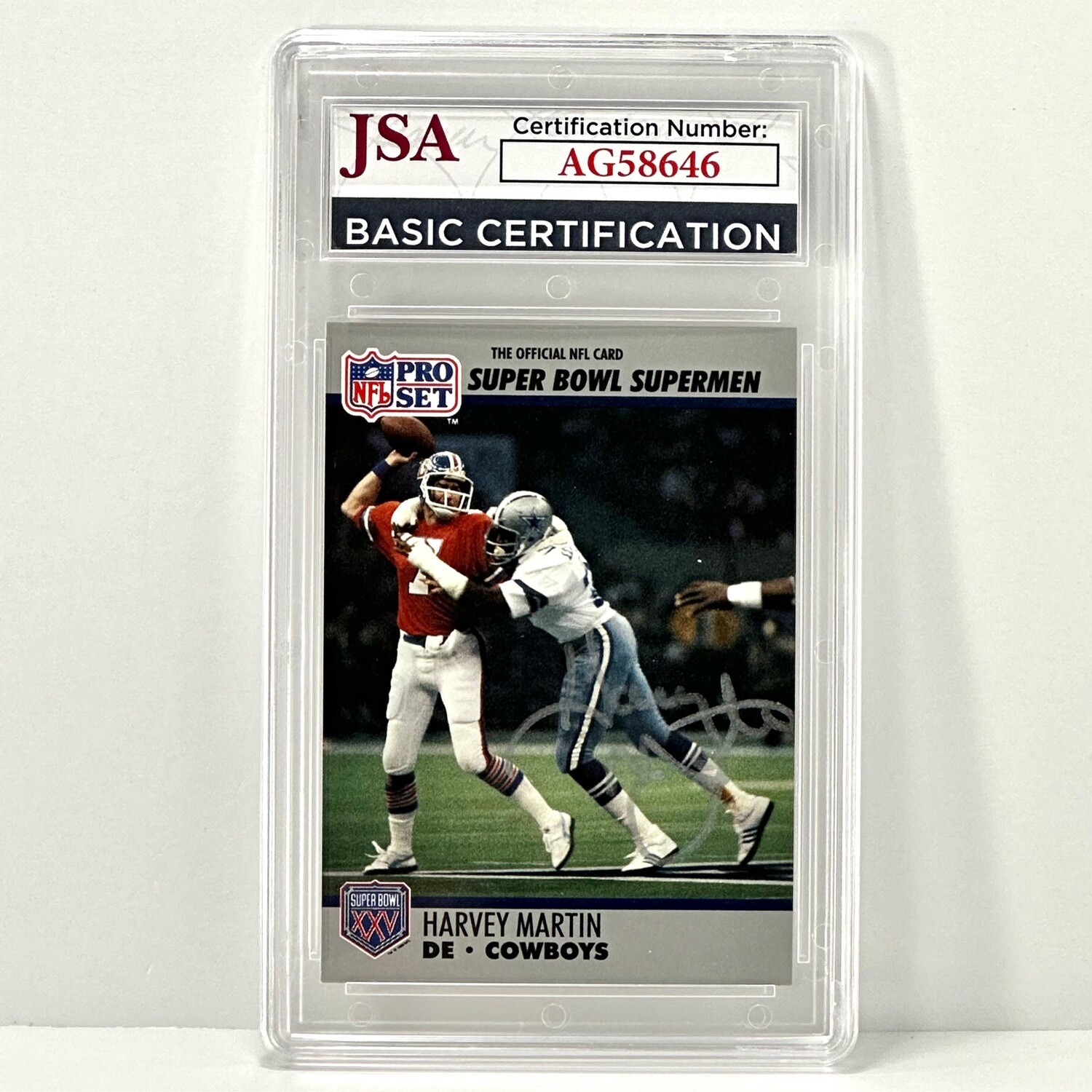 1990 Pro Set Harvey Martin Super Bowl Superman Autograph JSA Authenticated