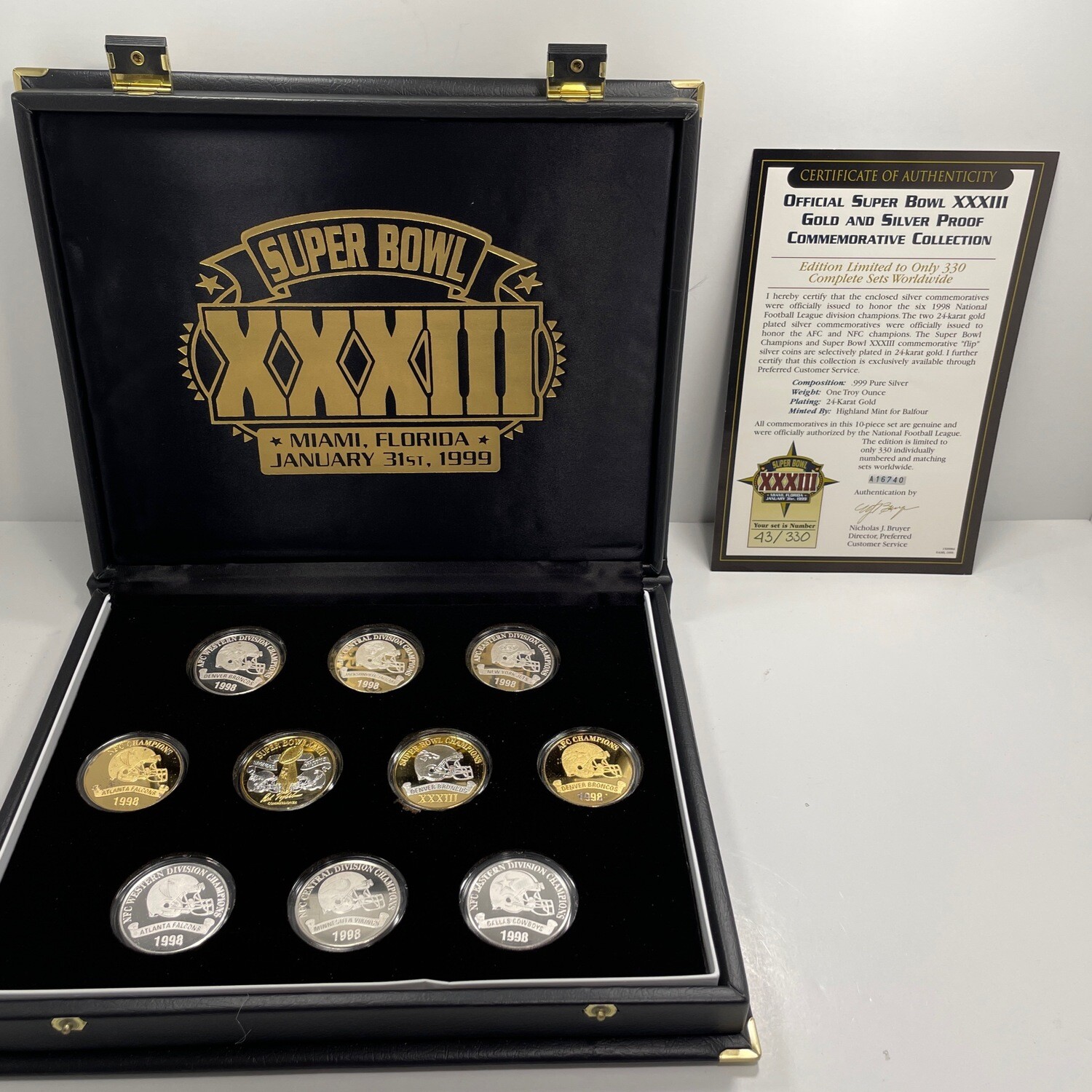 Super Bowl XXXIII Gold & Silver Coin Set