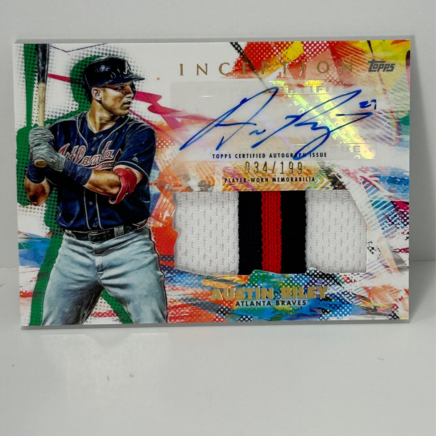 2020 Topps Inception Inception Auto Patch /199 Austin Riley #IAP-AR Patch Auto
