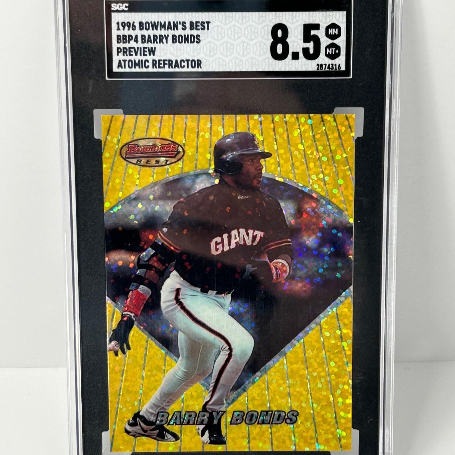 1996 Bowmans Best BBP4 Barry Bonds Preview Atomic Refractor SGC 8.5