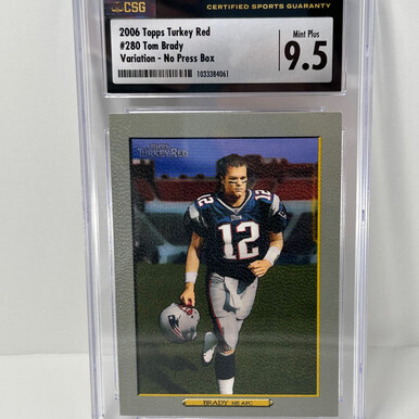 2006 Topps Turkey Red Tom Brady Press Box in Background #280 CSG 10