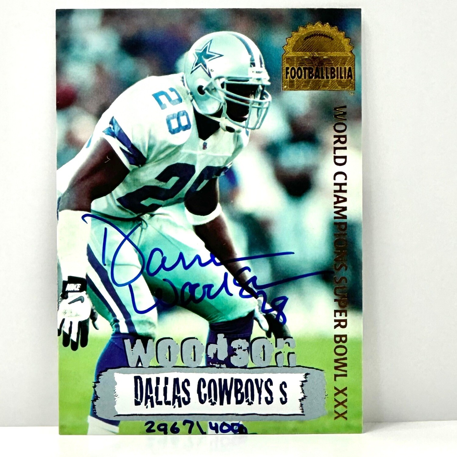 1996 Collector's Edge Cowboybilia Auto #DCA - 15 Darren Woodson Cowboys #d /4000