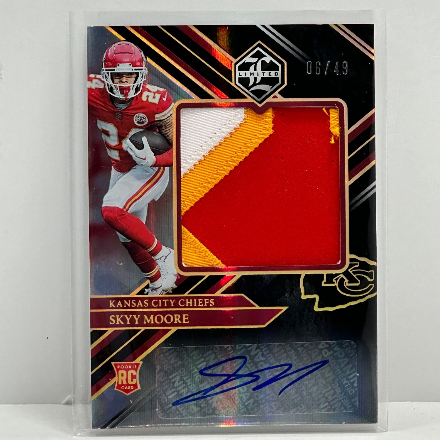 Skyy Moore 2022 Panini Limited RPA Rookie Patch Auto Blue Ink #d/49