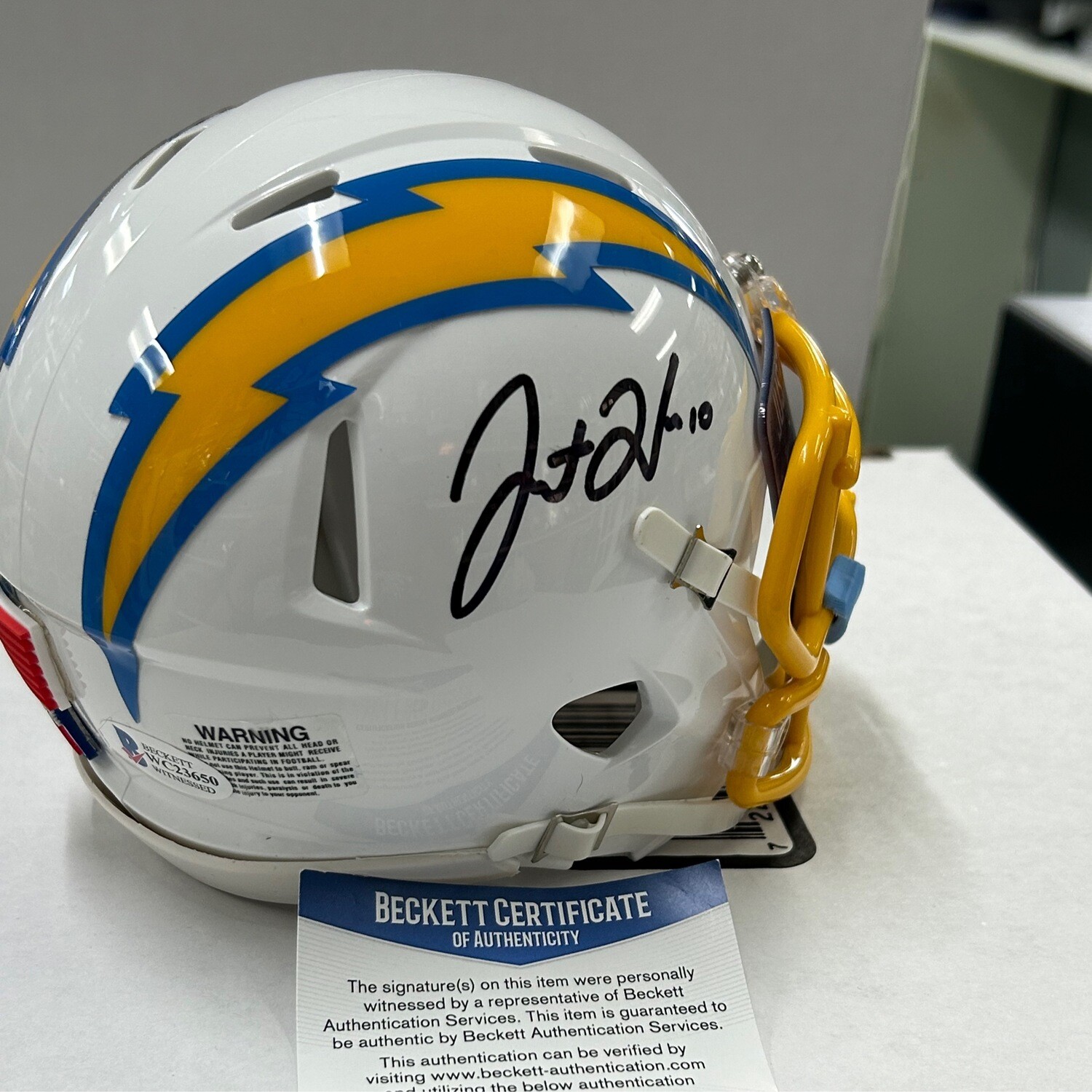 Justin Herbert Signed Mini Helmet with Custom Visor Beckett Authentiv