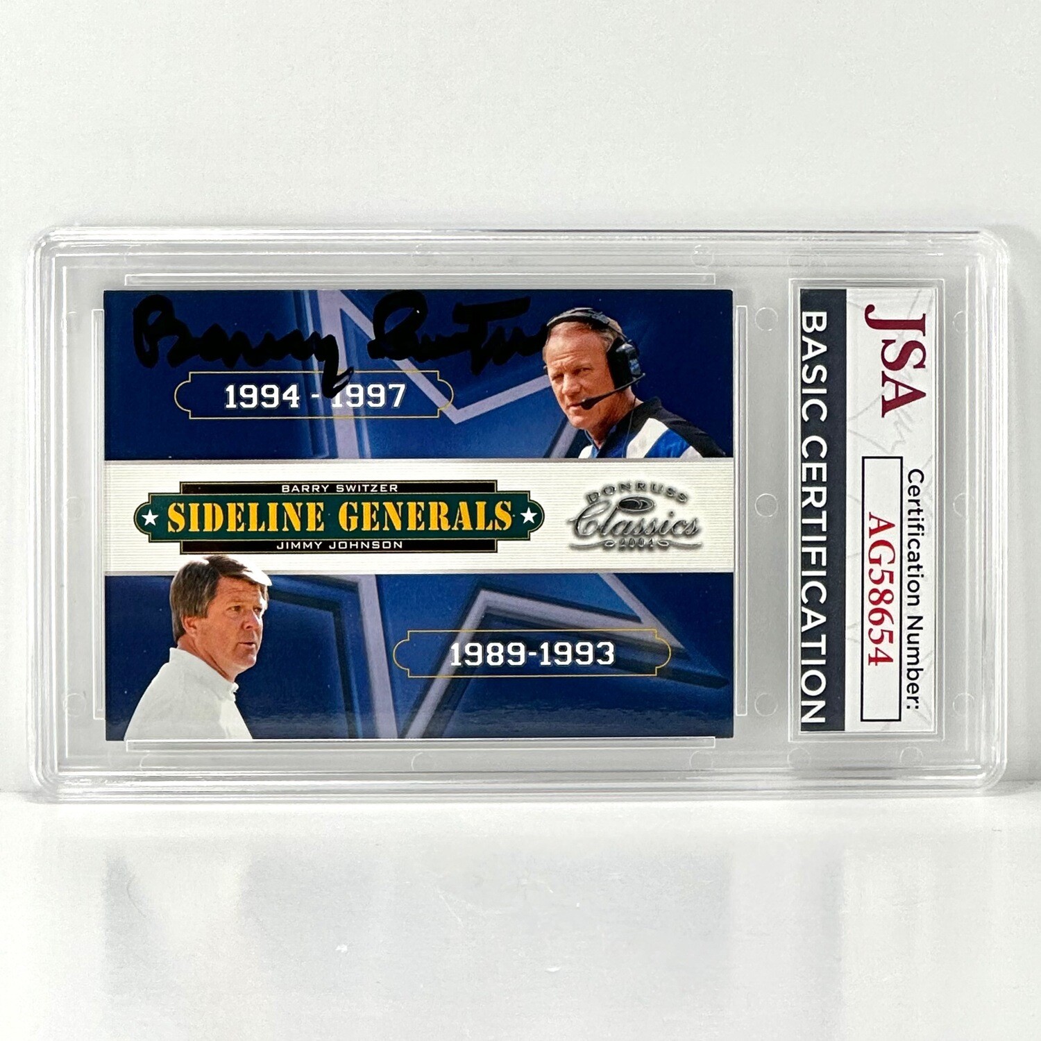 2004 Donruss Classics Sideline Generals Barry Switzer Autographed JSA Authenticated