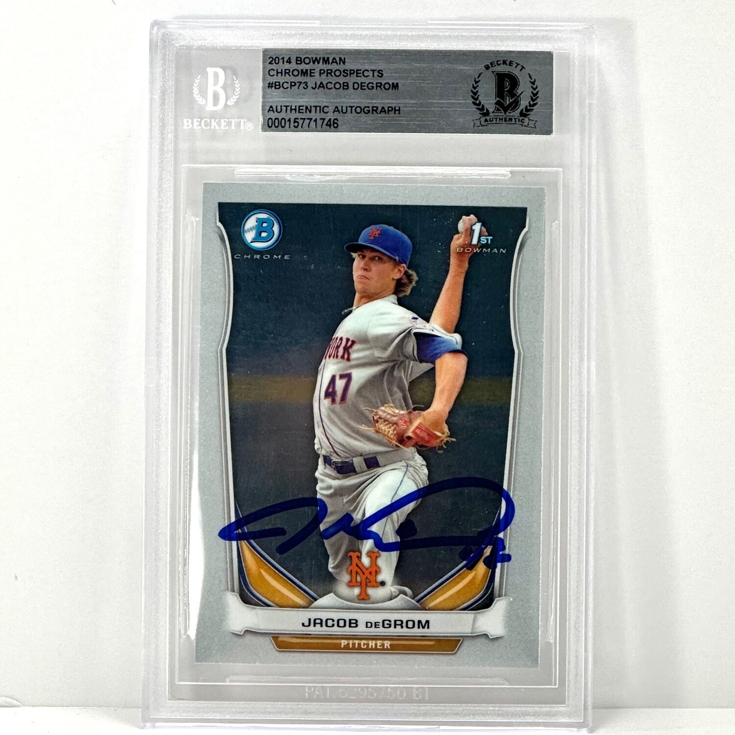2014 Bowman Chrome Prospects Jacob Degrom In Person Beckett Authenticated