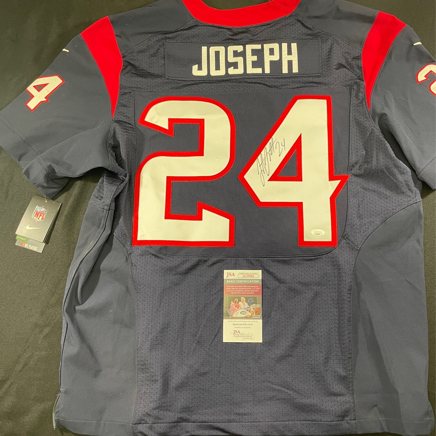 Jonathan Joseph Blue Houston Texans JSA Authenticated Autographed Jersey