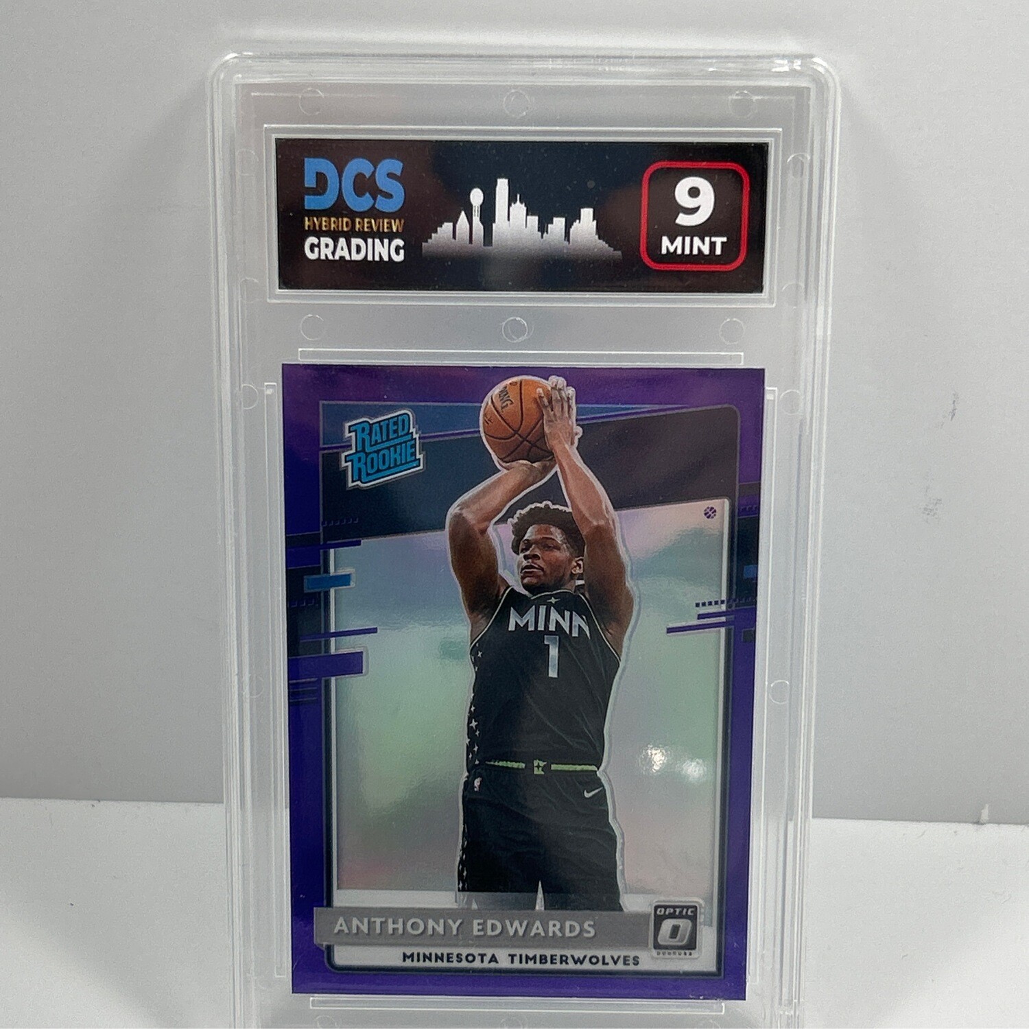 2020-21 Donruss Optic  #151 Anthony Edwards Purple Prizm DCS 9