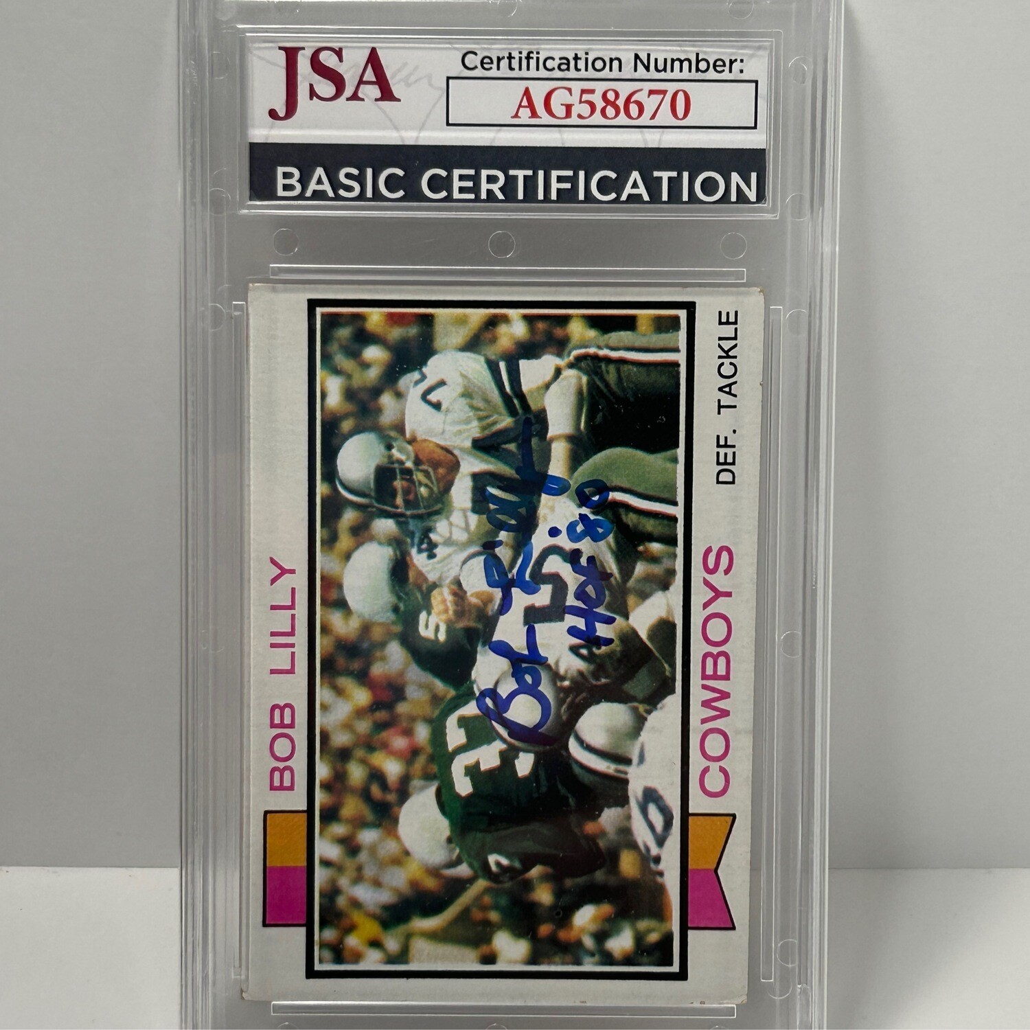 1973 Topps Bob Lilly #450 Signed JSA Certified