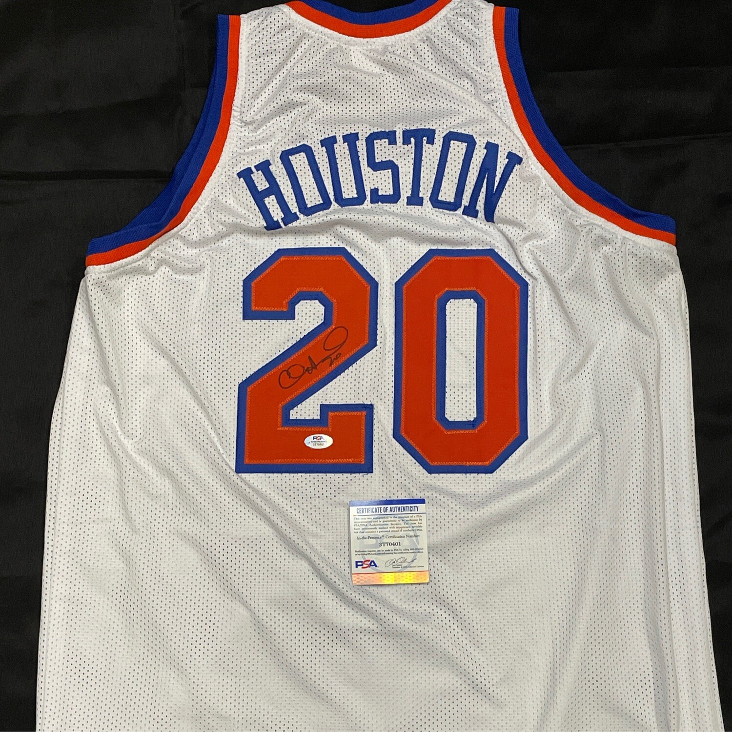 Allan Houston  White New York Knicks PSA Authenticated Autographed Jersey