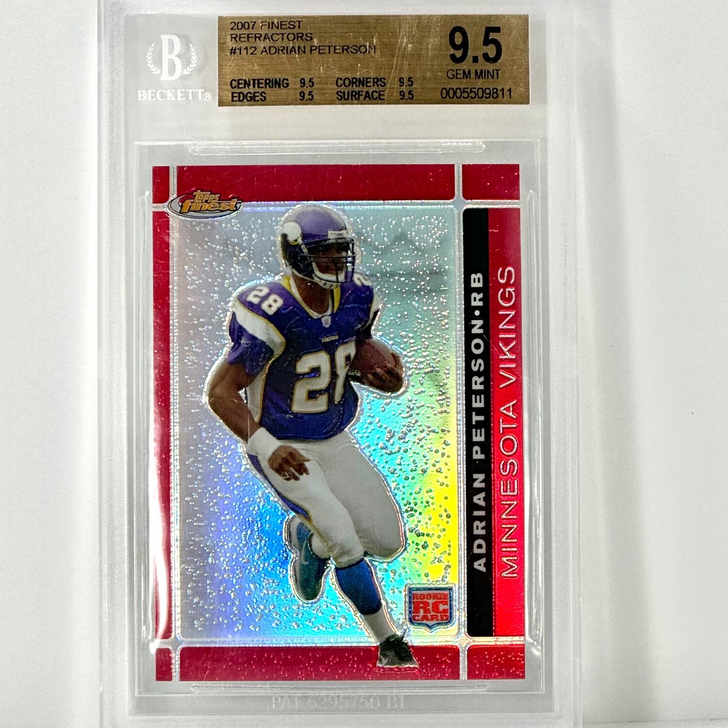 2007 Topps Finest - Rookie Refractor #112 Adrian Peterson (RC) BGS 9.5