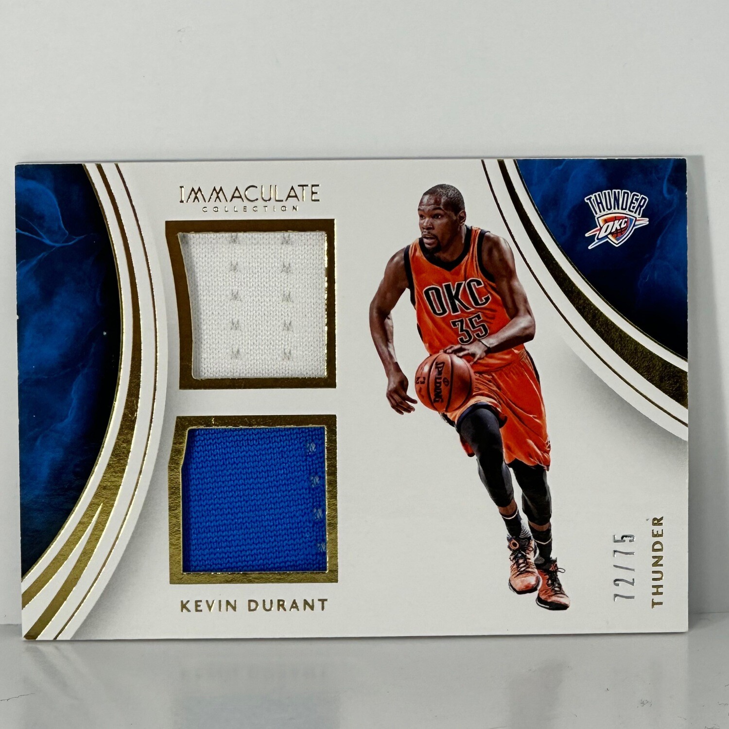 Kevin Durant 2015-16 Immaculate Collection Dual Game Used 2 Clr Jersey /75