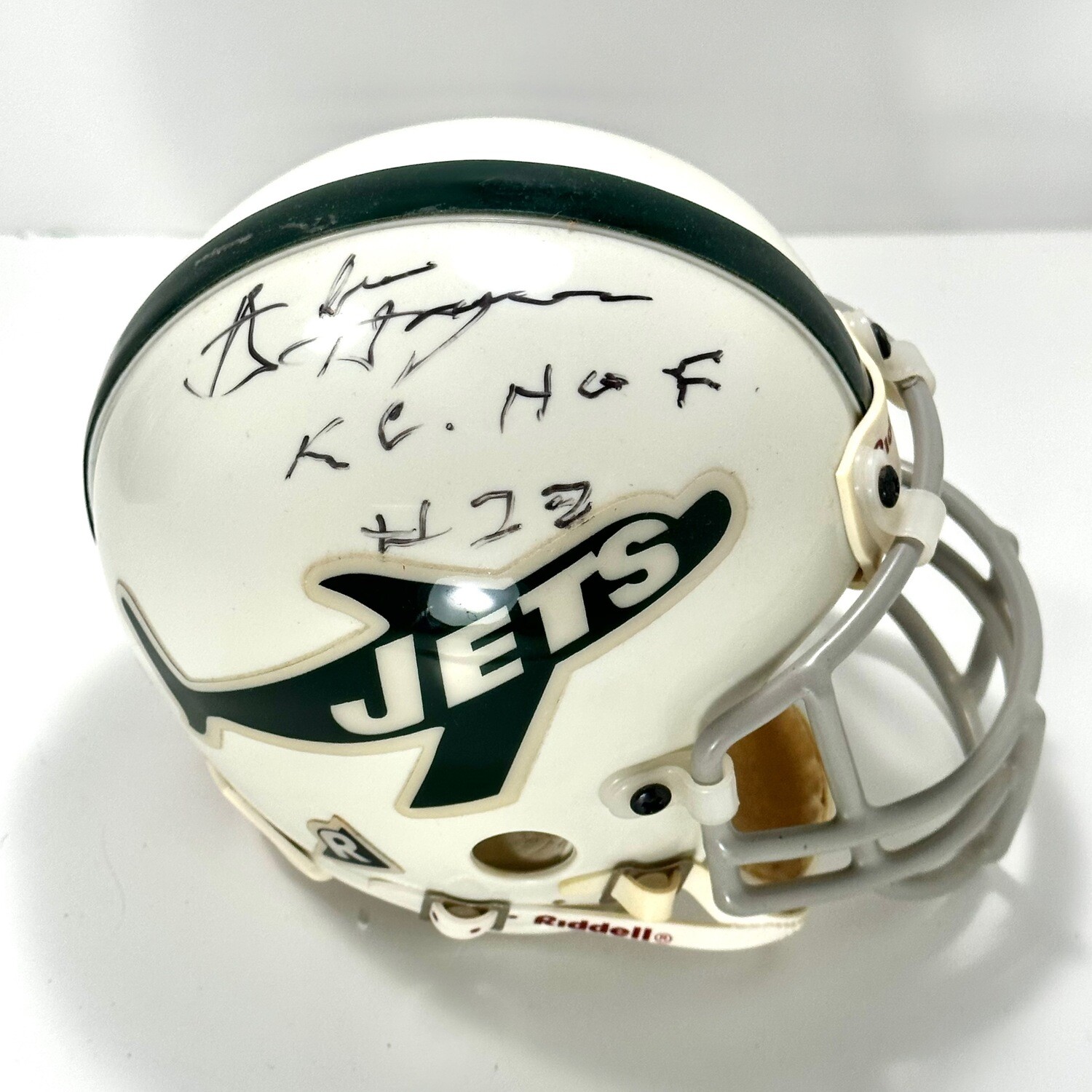 Abner Haynes Old White New York Jets Signed Mini Helmet JSA Authenticated