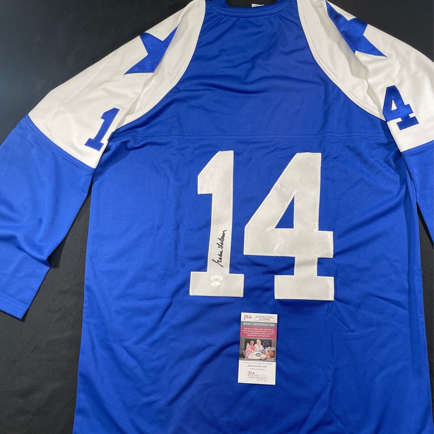 Eddie Lebaron Blue Dallas Cowboys JSA Authenticated Autographed Jersey