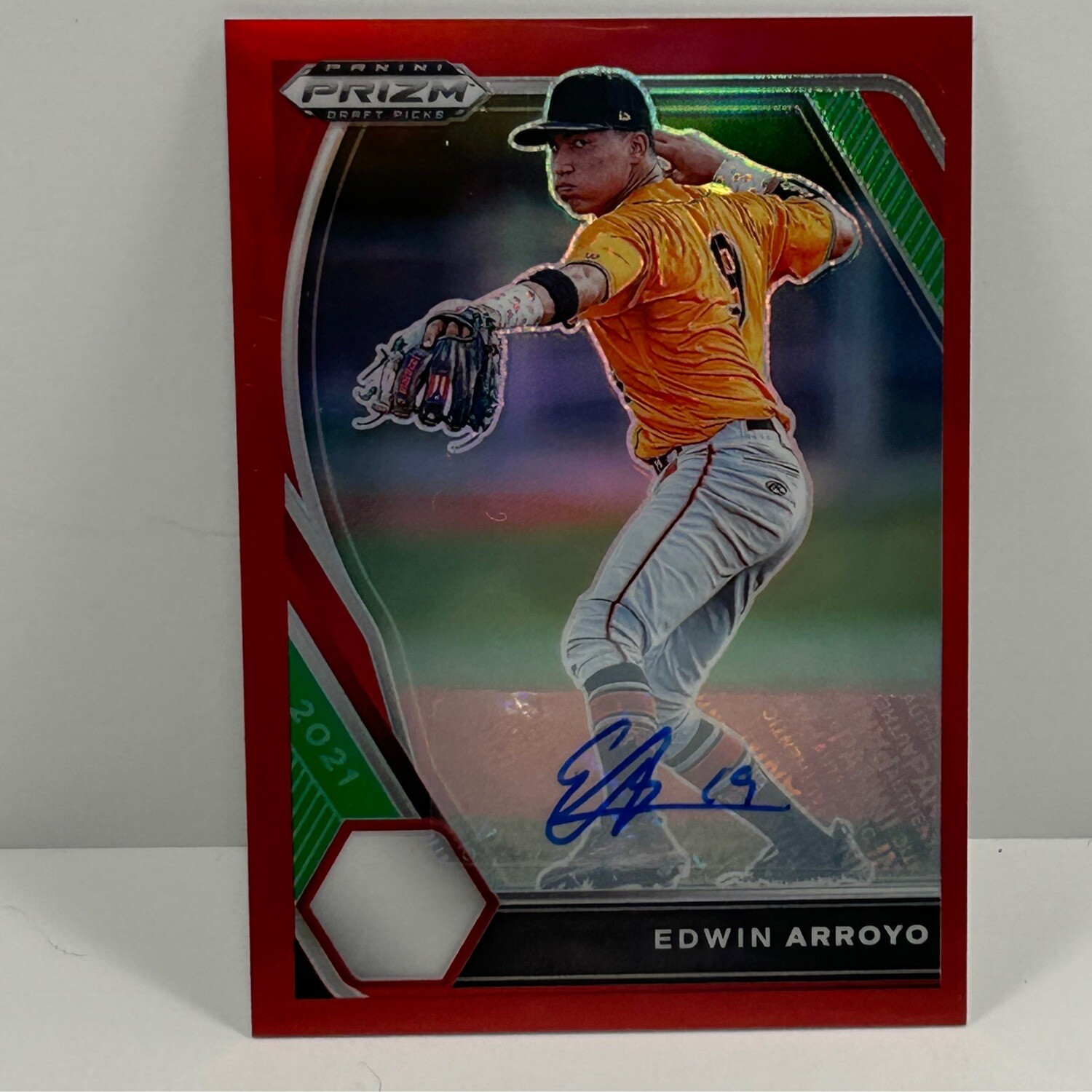 2021 Prizm Draft Picks Edwin Arroyo Auto Red Prizm #23/50