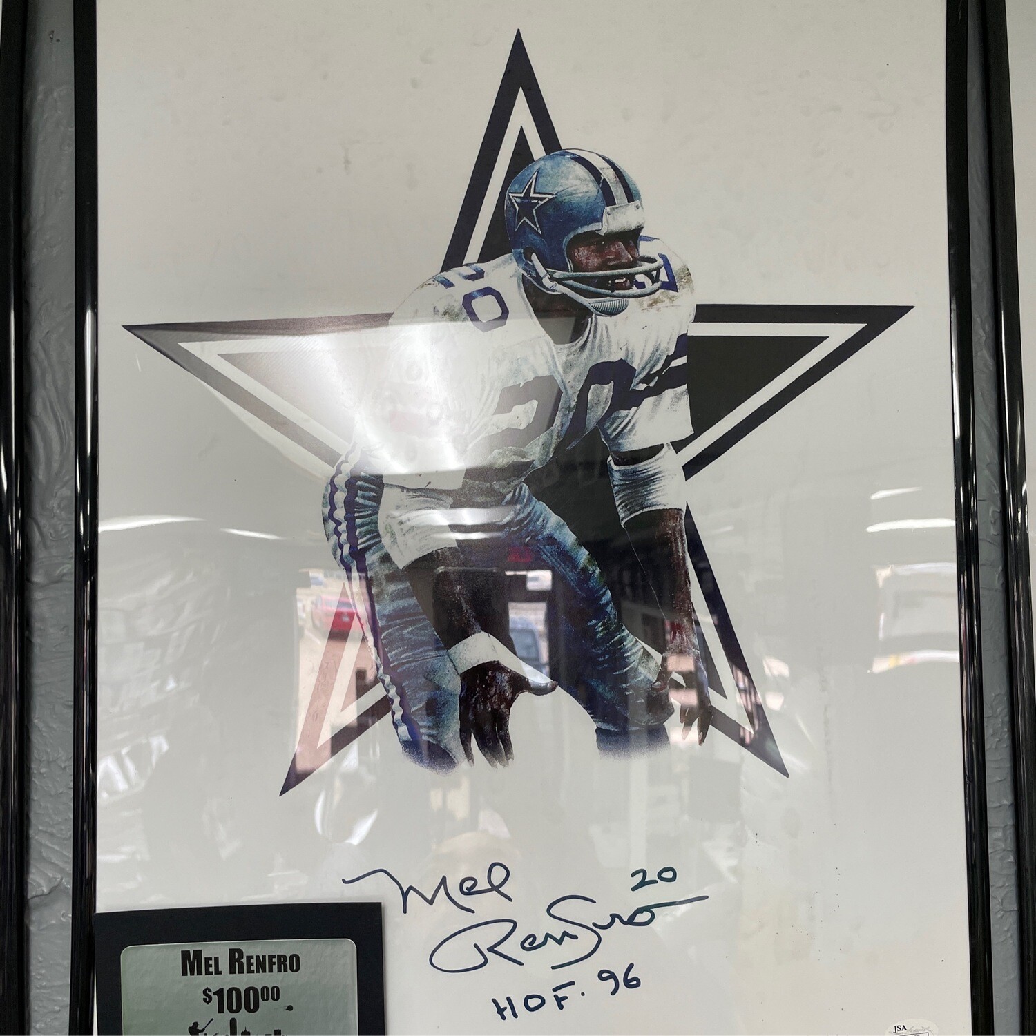 Mel Renfro Artwork and JSA Authenticated Autographed Memorabilia