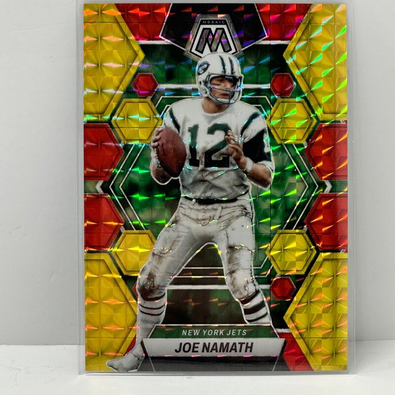2023 Mosaic Joe Namath Yellow / Red  Prizm #d/80 #79 New York Jets