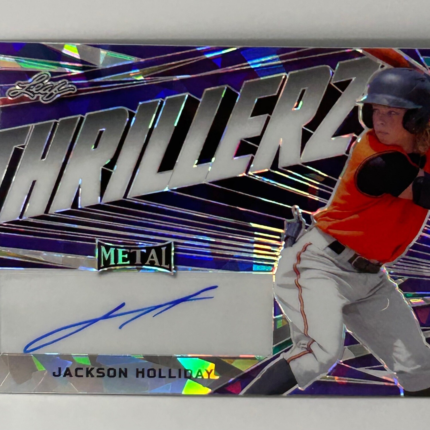 2022 Leaf Metal Baseball Jackson Holliday Thrillerz Purple Parallel Autograph #/3