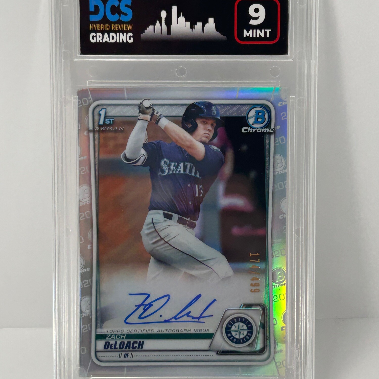 2020 Bowman Chrome Auto Refractor Zach DeLoach #CDA-ZD 1st Bowman Rookie RC /499 DCS 9