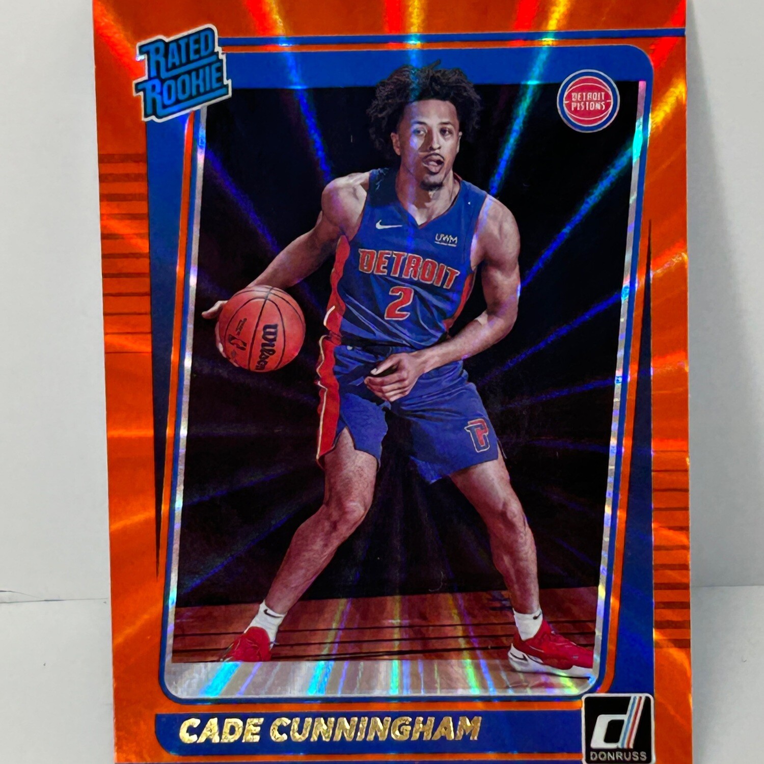 2021 Panini Donruss Cade Cunningham Orange Laser Rated Rookie Card #211
