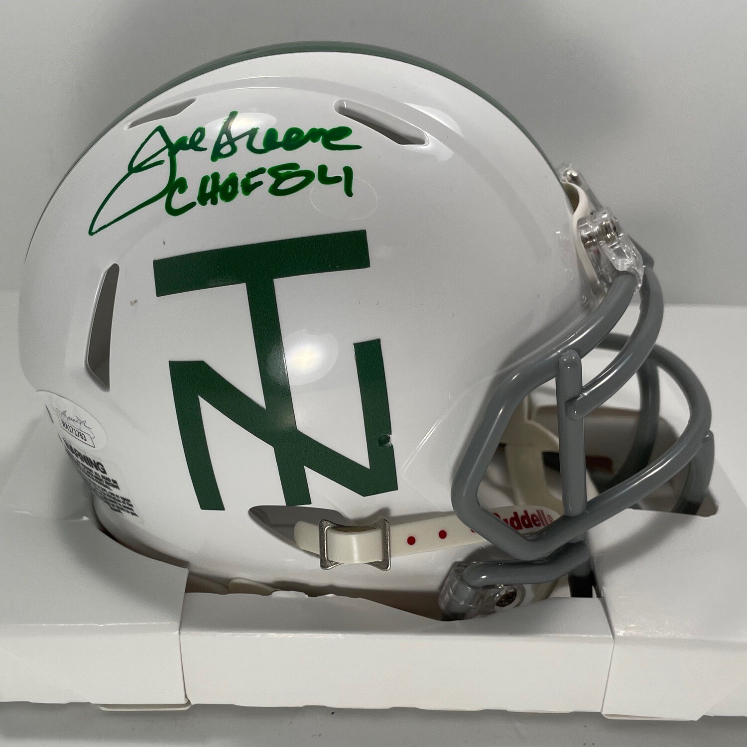 Joe Greene Retro UNT White Autographed Mini Helmet JSA Authenticated