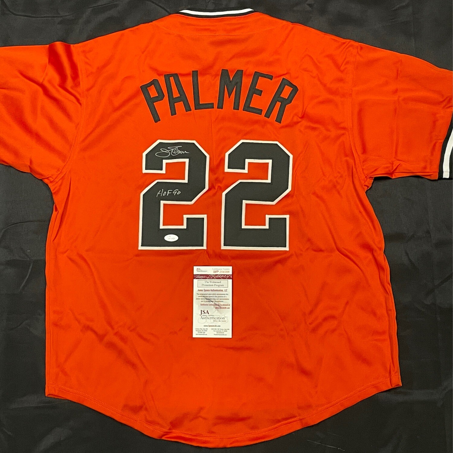 Jim Palmer Orange Baltimore Orioles JSA Authenticated Autographed Jersey