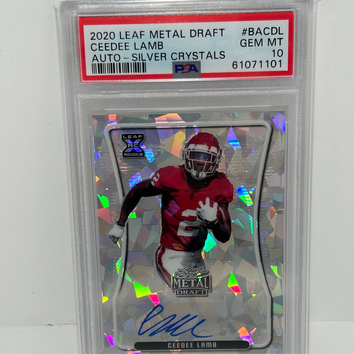 2020 Leaf Metal Draft Ceedee Lamb Auto Silver Crystals #d /30 PSA 10