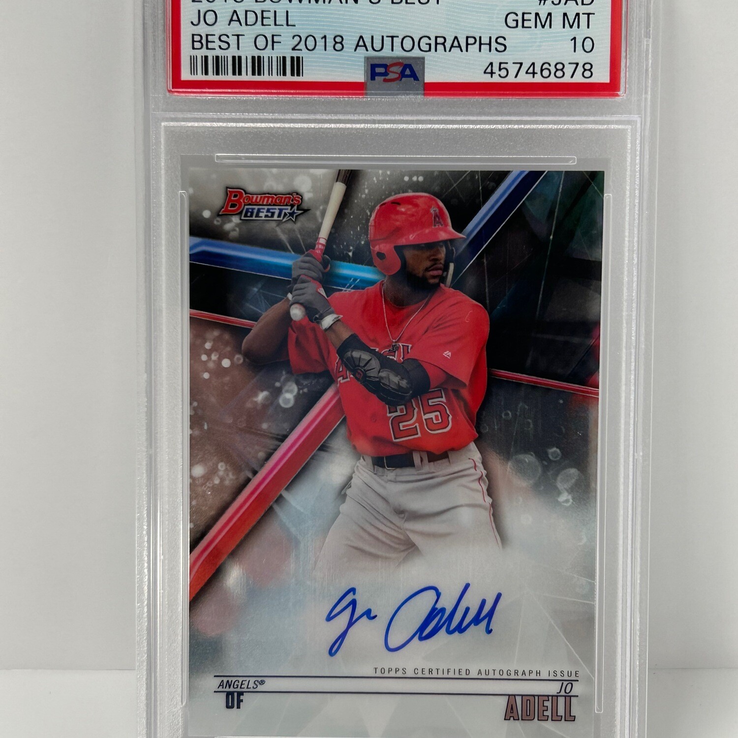 2018 Bowman’s Best Jo Adell Best of 2018 Autographs PSA 10