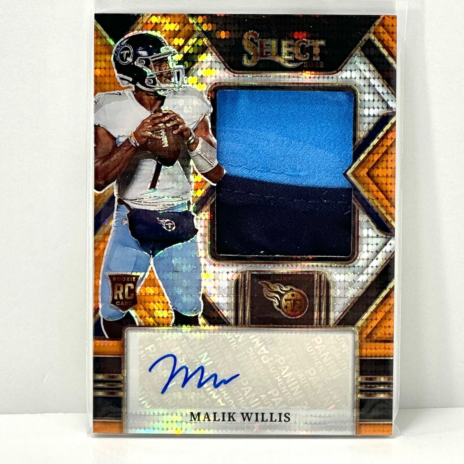 2022 Select MALIK WILLIS Jumbo Rookie Signatures Jersey Auto Orange FOTL /30