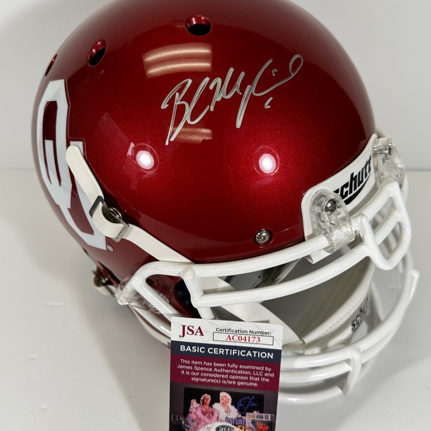 Baker Mayfield Oklahoma Sonners Autographed Full Size Schutt Helmet JSA Authenticated