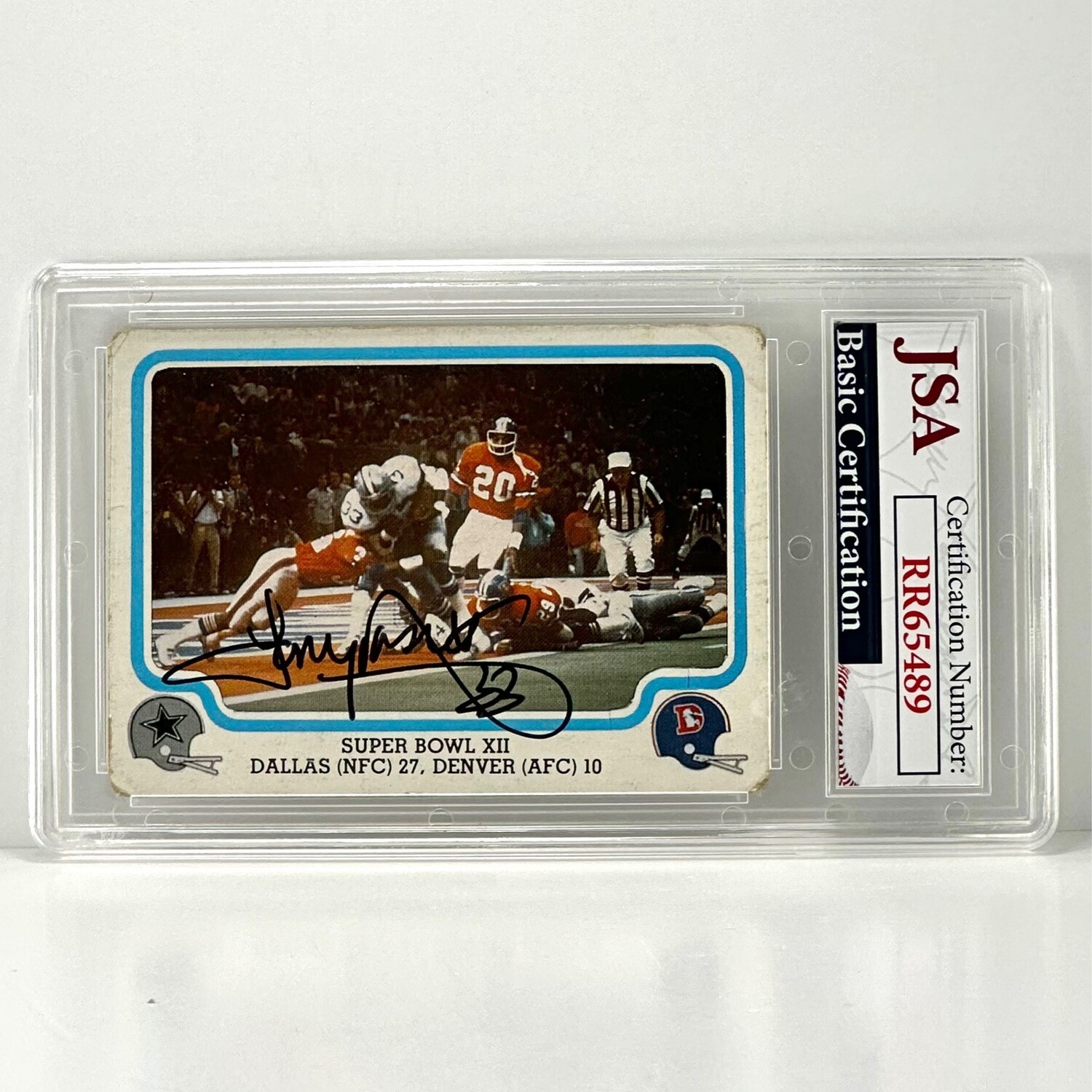 1979 Fleer Action Super Bowl XII Dallas #68 Tony Dorsett Autograph JSA