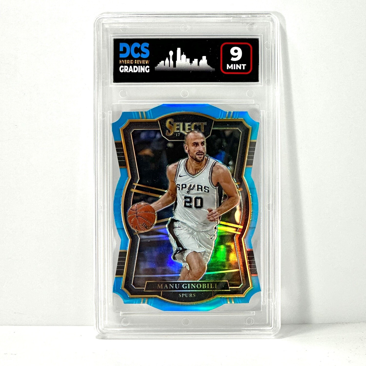 2017 Panini Select Premier Level Light Blue Die-Cut Prizm /185 Manu Ginobili DCS