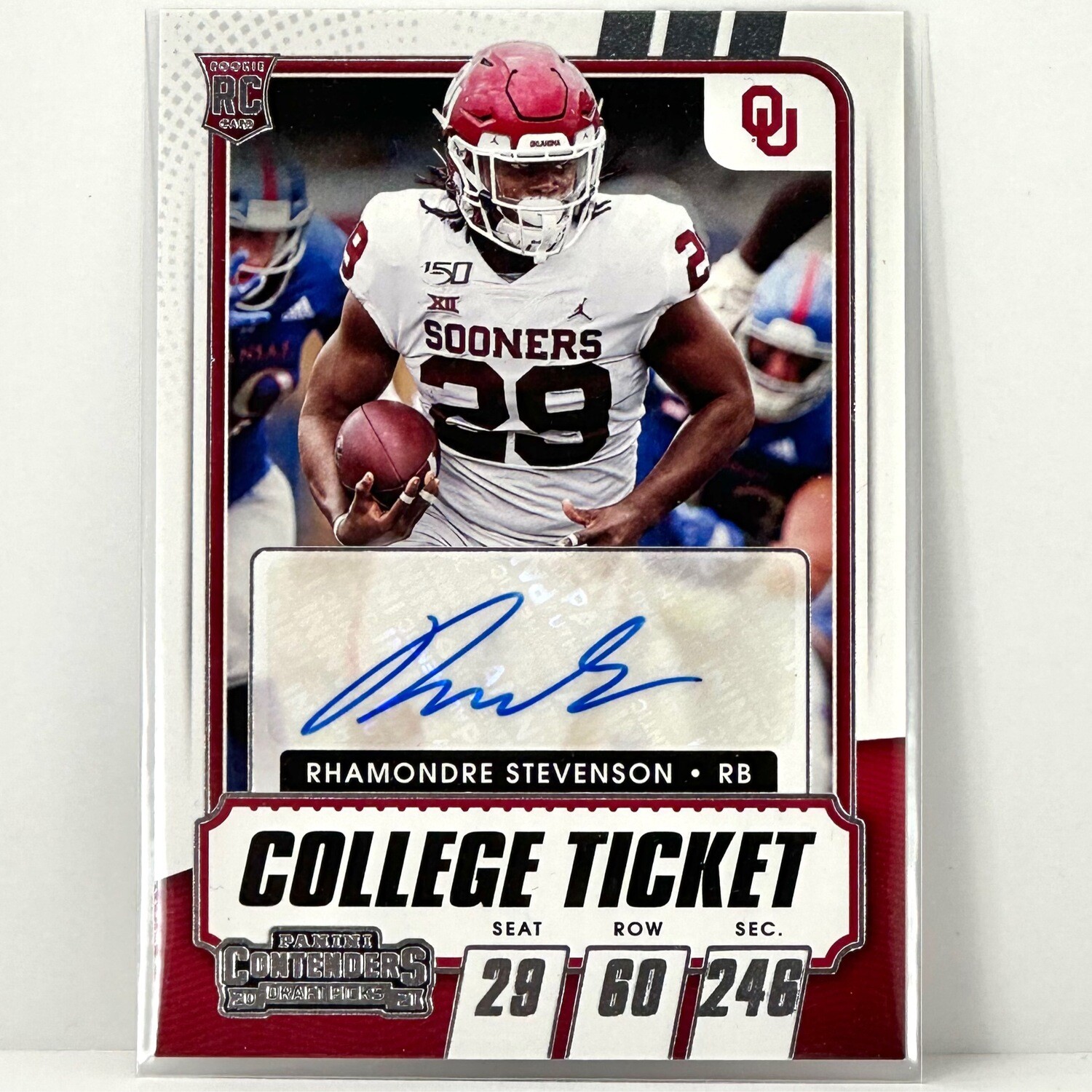 2021 Panini Contenders Rhamondre Stevenson Auto College Ticket Rookie RC #191